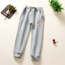 Korean childrens clothing autumn girls cotton plus velvet padded casual trousers childrens thin velvet sports pants baby Joker trousers
