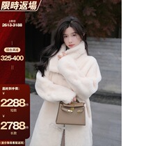 Big joy homemade) water ripple fur | real fur one beautiful slave sheep shearing small leather buckle embellishment coat