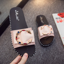 Thick bottom word trawl red beach cool slippers women wear outside the seaside fashion casual wild flat bottom non-slip summer soft bottom