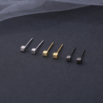 2021 new geometric square earbuds for men and women small minimalist temperament Japan-ROK student earbone nail tide black 100 hitch