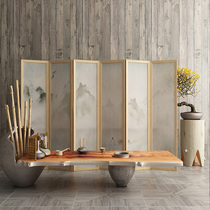 Screen partition Living room Modern simple folding screen folding mobile bedroom entrance Fashion new Chinese solid wood fabric