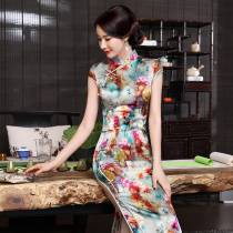 Mulberry silk cheongsam long slim fashion elegant improvement high-end young model 2021 New Daily silk dress summer