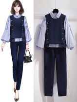 Vest suit two-piece autumn 2020 new business suit temperament goddess fan three-piece pants fashion foreign style