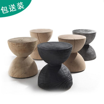 Nordic personality round stool wooden pier stool creative wooden pier flower frame log coffee table tree wood stake bench seat recommended