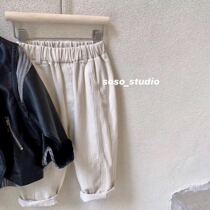  Xuan baby Korean childrens clothing mens and womens childrens all-match casual trousers 2020 autumn new childrens beige straight pants trend