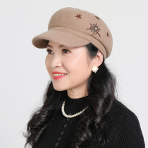 Wool tweed hat female autumn and winter cap middle-aged mother beret middle-aged and elderly warm hat grandma winter hat