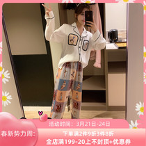 Japan Gelato Ice Silk Pyjamas Women Spring Autumn Winter Ins Nets Red Long Sleeves Silk Home Clothing Student Two Suits