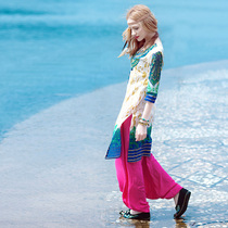 Indian womens literary classic printed cotton clothing summer coat female India-Pakistan ethnic style retro long