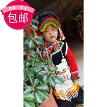 Daliang Mountain Yi childrens headdress Hair accessories hat braids hanging beads A full set of 2 to 8 years old use