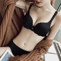  Very thick gathered incognito bra set small-breasted girl thickened section beautiful back-to-back underwear bra spring and summer