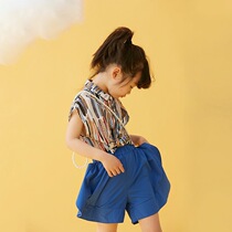 Pear small leisure childrens clothing girls petal side loose wide leg shorts