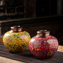 Tea jar Ceramic sealed jar Storage tea jar Large one-pound enamel color universal gift box Black tea Green tea