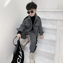 Trendy boy overlooking suit 2022 new spring and autumn childrens clothing foreign air frieze Street Inn Wind Children trendy Chaoters