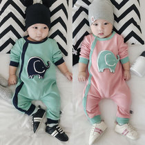 Baby jumpsuit spring and autumn cotton thin autumn women baby clothes 8 men 7 ha clothes 3 two months 6 months mens treasure