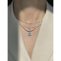 White Great Aunt 117 Fa-Style Retro Drop Zircon Freshwater Pearl Necklace Temperament Brief About 100 Hitch Fashion Collarbone Chain