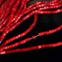 French imports 2 * 2mm red Czech crystal hexagonal tube bead glass Everest embroidered material accessories