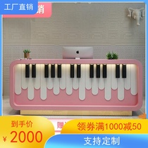 Piano Baking Lacquer Front Desk Reception Desk Company Training Course Early School Kindergarten Front Desk Desk Collection Silver Desk Main Podcast Terrace