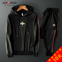 Bee embroidered sweater suit mens spring and autumn casual sportswear Korean version of the trend loose spring two-piece suit