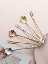 304 stainless steel fruit fork creative cute home set children eat fruit small fork spoon with small fork spoon