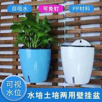 New visual water level wall-mounted planting basin PP resin tabletop round potted plastic Automatic suction sloth flower pots