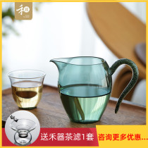 Grammer Justice Cup Chi Color Ink Green Pleasant Tea Sea Heat Resistant Uniform Cup Teaters Big glass Tea Set Gongcup Day-style