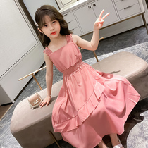Korean Girl Dress Summer 2022 New Style Mid-big Tong Pink Yang Girl Suspender Princess Fairy Dress