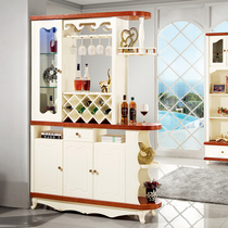 Mediterranean Solid Wood Screen Partition Wine Cabinet Door Hall Hall Closed Cabinet Room Cabinet Double Sided Shoe Cabinet Baking Varnish Lockers