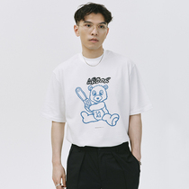 SAMESAME new hypocrisy little bear graffiti printed t-shirt male summer loose pure cotton base Compassionate Summer