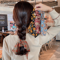 Broken Flowers Hair with retro French style hair ring South Korea Hair Leather Gluten Head Rope Mesh Red Float with Senfemale head Accessories Hair Rope