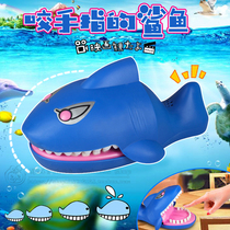 Large bite finger shark toy Press teeth bite hand bite Funny spoof Sound and light creative gift