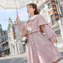 Original Mori tribal point autumn long fake two ancient style woolen coat coat coat fairy 2021 autumn and winter New