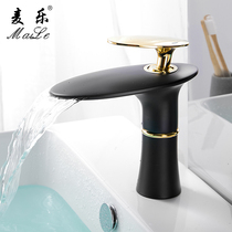 All copper hot and cold basin waterfall faucet wash basin creative bathroom bathroom toilet hand American bathroom cabinet faucet