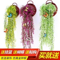 Imitation leaf green plant climbing vine plant vine indoor tube winding flower ceiling plastic leaf true and false rattan decoration