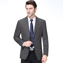 Autumn and winter mens suits fashion casual wool single suit boutique plaid jacket a generation of hair side slit long sleeves