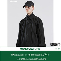 Tide WOO exclusive ATTEMPT SS 21 folded crack long - sleeved shirt coat