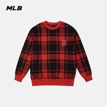 MLB official mens and womens clothes Plaid round neck loose short sports and leisure trend New MTE3