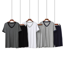 2020 pyjamas male summer Modale men shorts short sleeve elastic comfort home V-collar parquet color suit