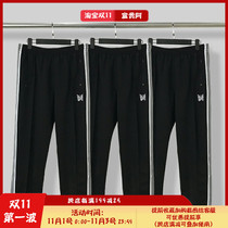 Needles black and white side stripe butterfly pants high street trend loose straight casual trousers men and women fog pants tide