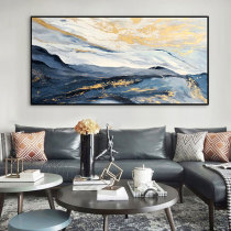 Hand painted oil painting Flowing American Modern Gold Leaf Minimalist Light Lavish Decoration Painting Xuanguan Corridor-Like Board Room Hanging Painting