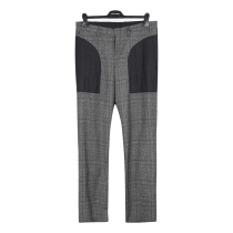 Special 839-wool dark gray plaid casual pants mens stitching public price 8390 yuan Italy