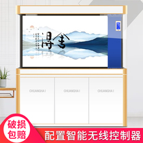 Fish tank Living room large bottom filter dragon fish tank Household medium-sized free water lazy glass floor-to-wall aquarium