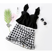 2020 South Korea New INS swimsuit women split small chest gathers Plaid steel tray belly hot spring swimsuit women
