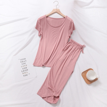 Modal Pajamas Womens Short Sleeve Capri pants Set Two Piece Home Clothes Loose Large Size Summer Thin models can be worn outside