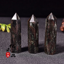Natural fireworks stone crystal hexagonal prism feng shui ornaments fireworks stone polished energy crystal pillars