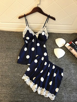 Japanese Pyjamas Female Sensation Lace Lace Lace Lace With Chest Cushion Summer Ice Silk Harnesses Shorts Two Sets Print Florist Home Clothing