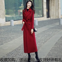 2019 popular autumn and winter new red woolen Joker Korean version long Korean slim temperament over knee wool jacket