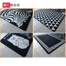 New European minimalist black striped living room coffee table porch kitchen mat bedroom bedside yoga washable carpet