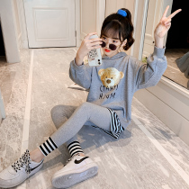Girl Bear Set Spring and Autumn 2021 New style Girl Sweatshirt Set Zhongdang Children Leisure Loose Two-Piece