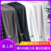 Japan Beats Bottom Pants Slim Fit Summer Ice Silk Seven Pants Outside Wearing Gstripe Tight Elastic Big Code Slim Fit 90% Pants Woman