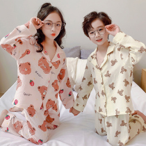 2022 spring new children's home clothing set cotton girls pajamas double gauze long sleeve boys